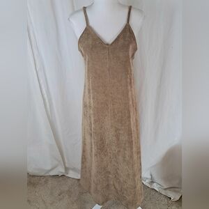 GU Uniqlo Corduroy Cami Overall Midi Dress Light Brown Sz S